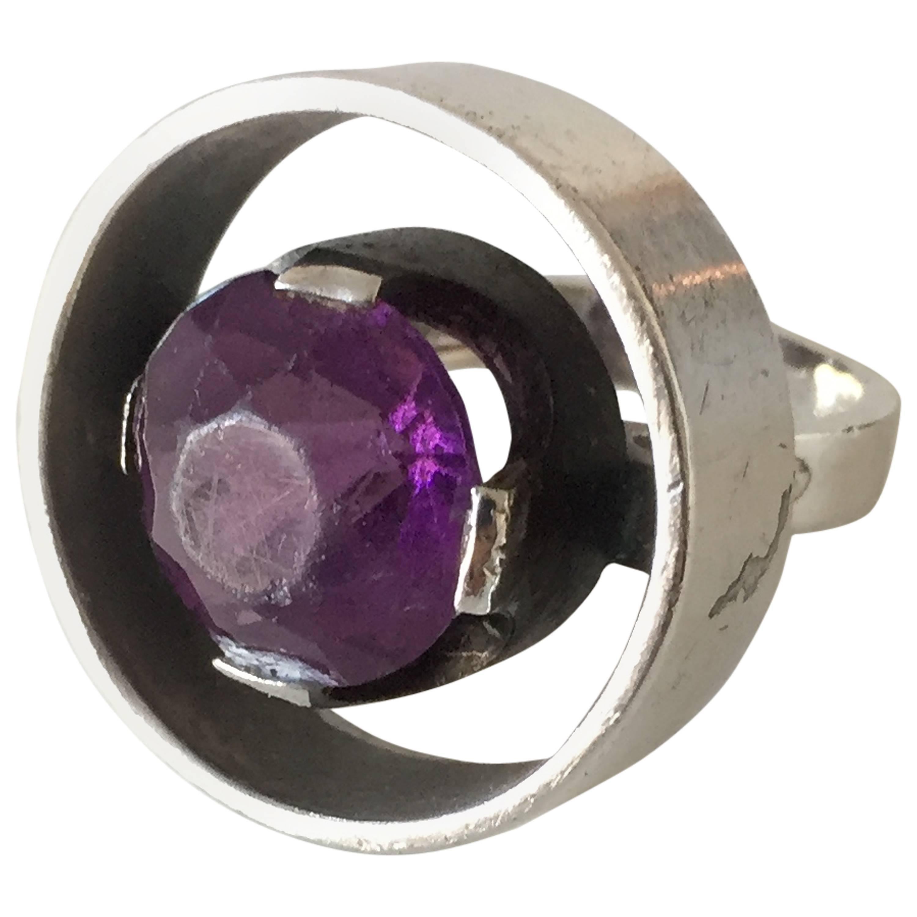 Hans Hansen Sterling Silver Ring with Amethyst