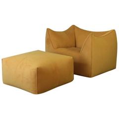 Bambole Lounge Chair and Foot Stool, Mario Bellini