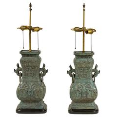 Pair of James Mont Style Cast Lamps
