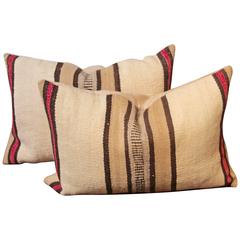 Pair of Saddle Blanket/Navajo Indian Weaving Pillows