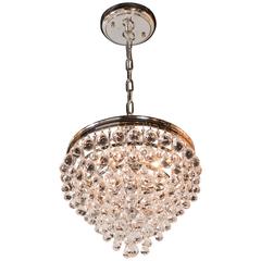 Hollywood Teardrop and Crystal Ball Chandelier in Nickel and Handblown Glass