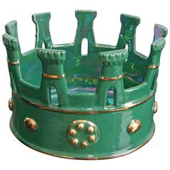 Vintage Majolica Crown in Hunter Green with Gold Finishes