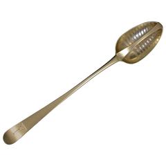 Antique George III Irish Silver Strainer Spoon