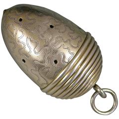 George III Novelty Silver Gilt Acorn Vinaigreete