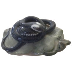 Royal Copenhagen Art Nouveau Paperweight with Snake and Frog