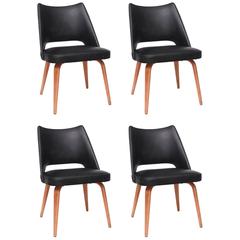 Thonet Dining Chairs in Teak and Leatherette, 1950s, Austria SATURDAY SALE