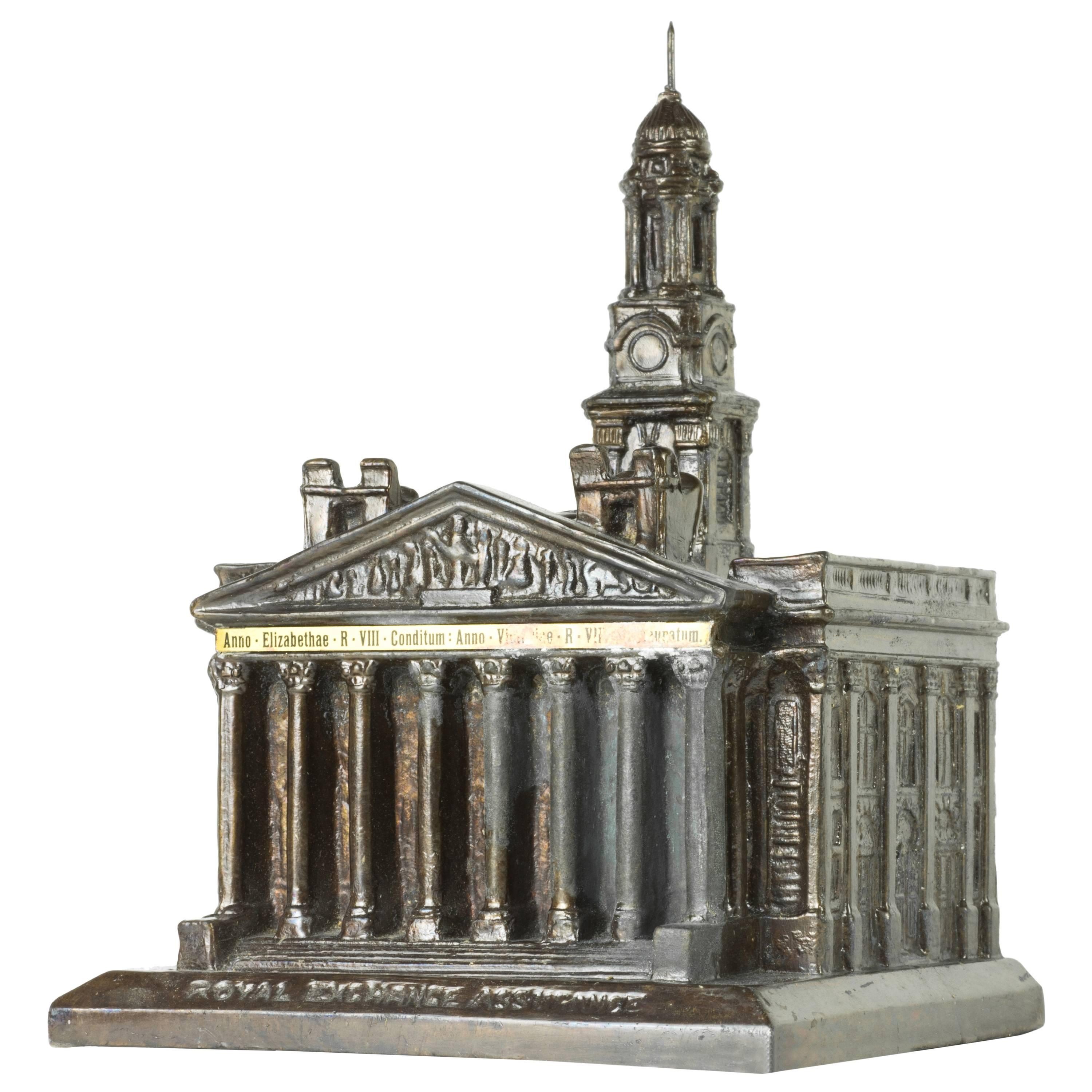 Royal Exchange Assurance, London, 1930s Souvenir Architectural Inkwell For Sale
