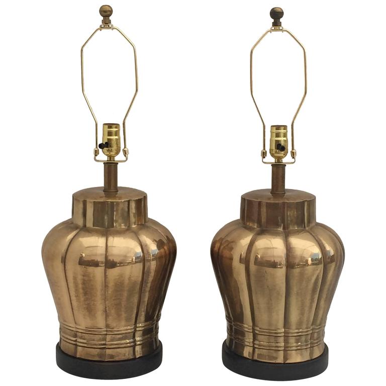 Frederick Cooper Brass Ginger Jar Urn Lamps at 1stDibs