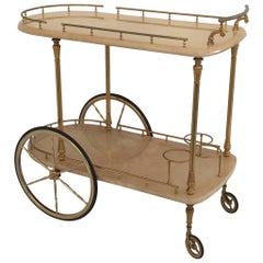 Aldo Tura Bar Cart in Cream Parchment