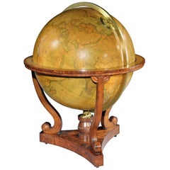 19th Century Rare English Terraqueous Library Globe by J Addison & G & J Cary