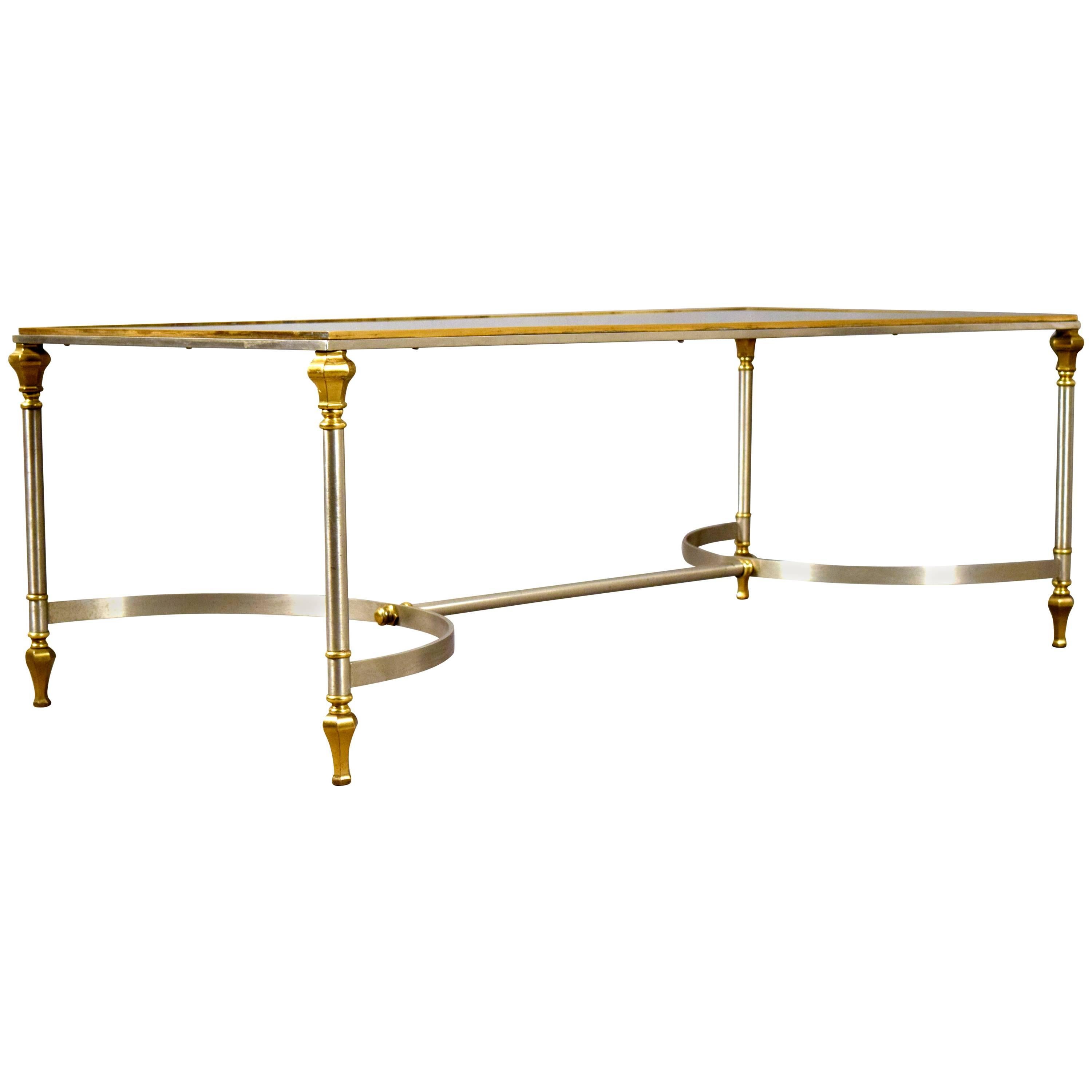 Maison Jansen Brass and Glass Coffee Table