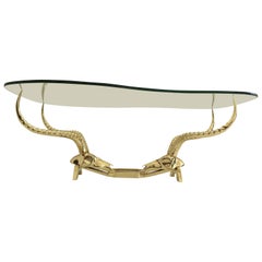 Brass Ibex or Antelope Coffee Table by Fondica, France