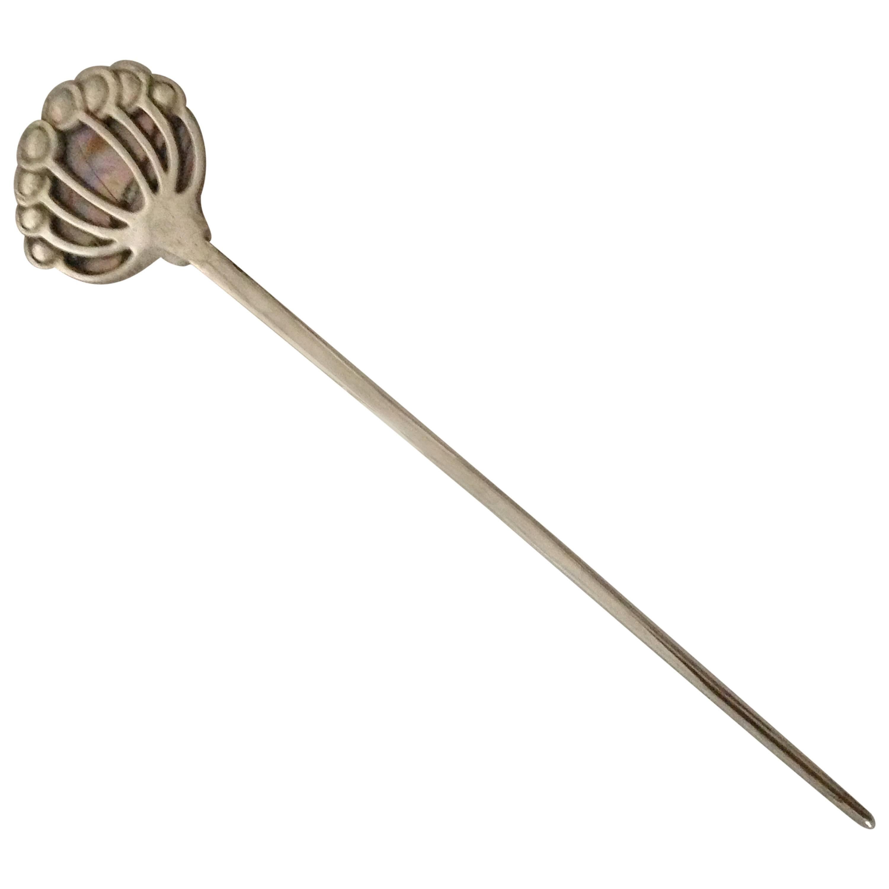 Mogens Ballin Silver Hair Pin, Needle, with Mother-of-pearl For Sale