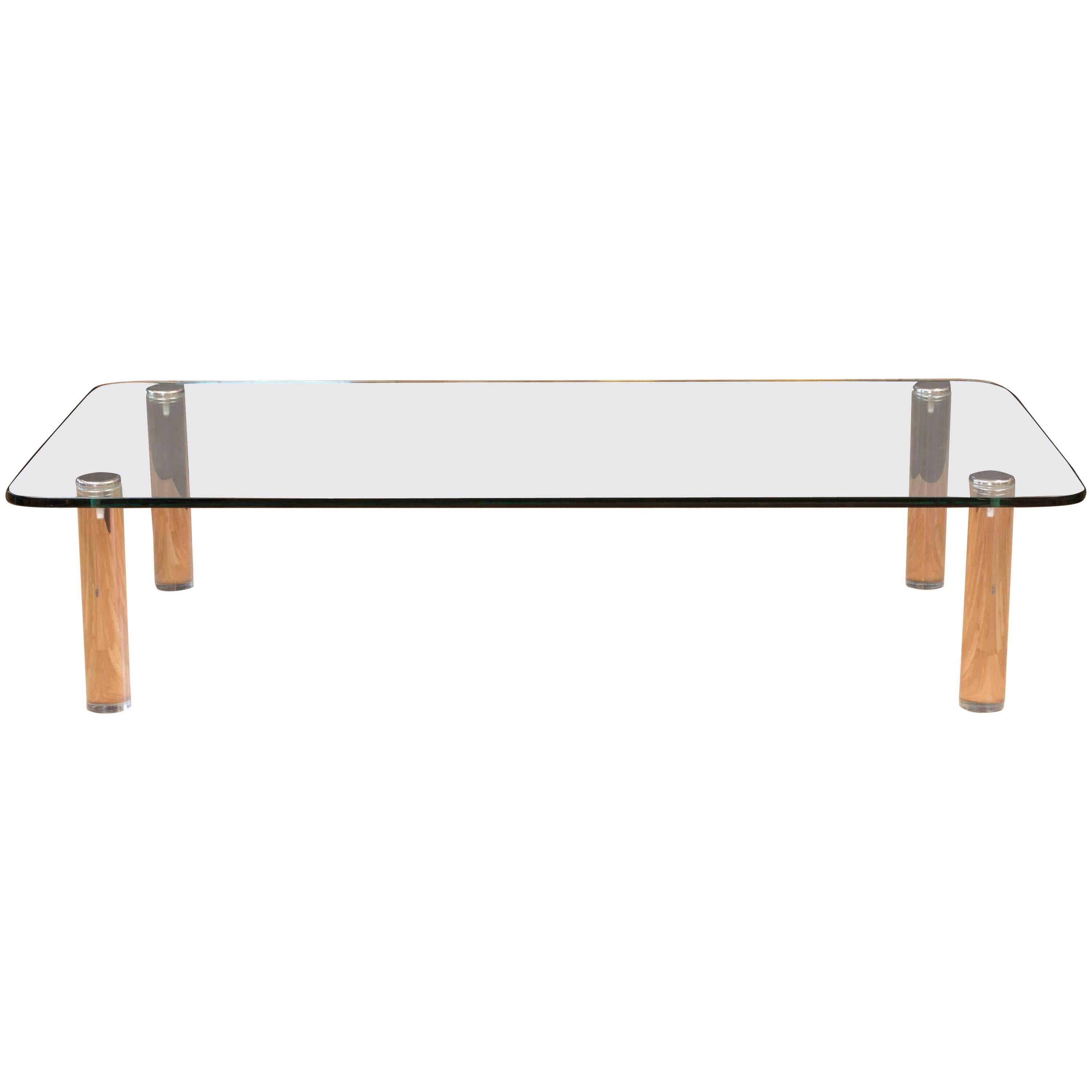 Large Glass and Lucite Coffee Table Leon Rosen for Pace Collection