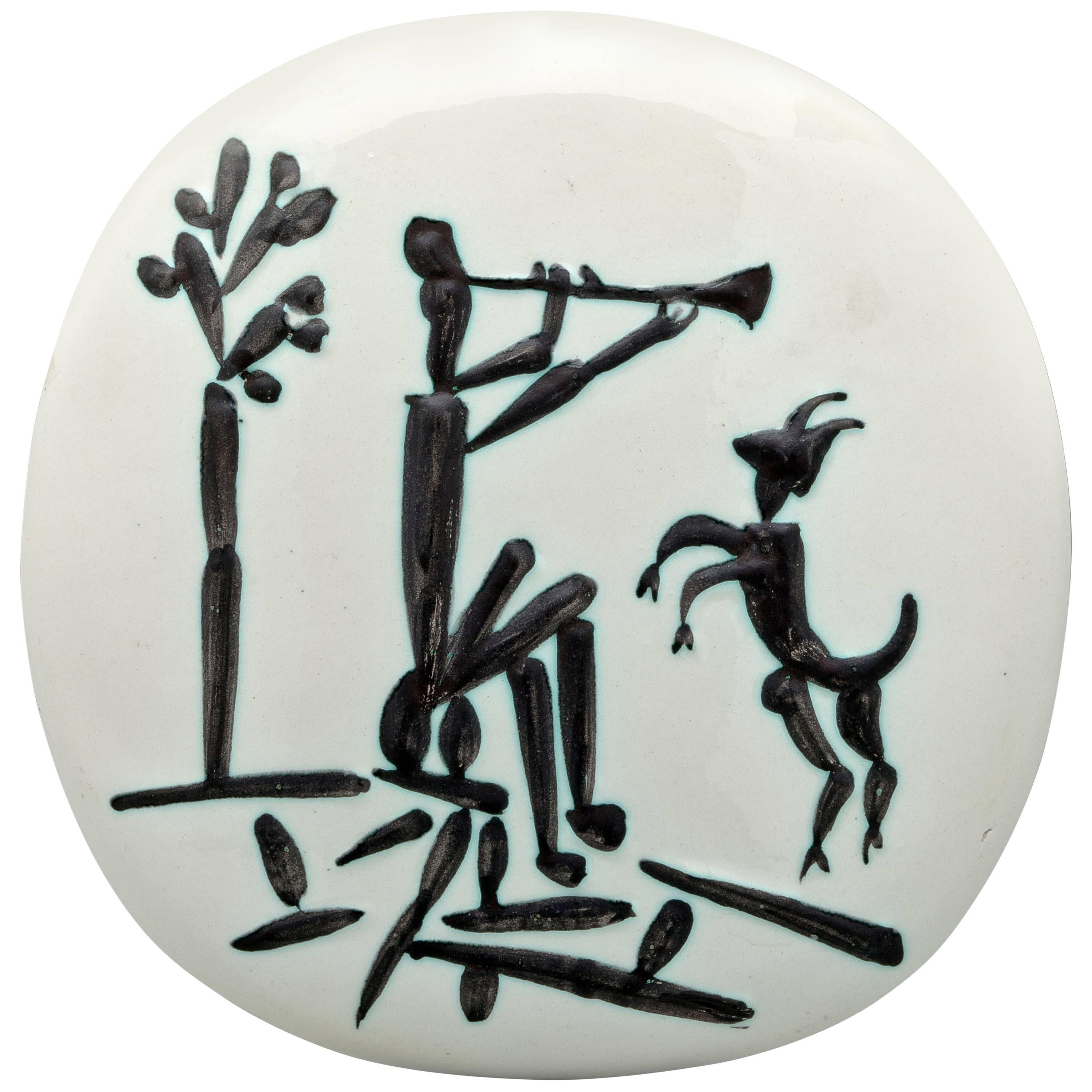 Pablo Picasso Ceramic Plaque of Dancing Goat, circa 1956 For Sale