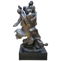 Mid-Century Bronze Figural Group Sculpture by Shaya