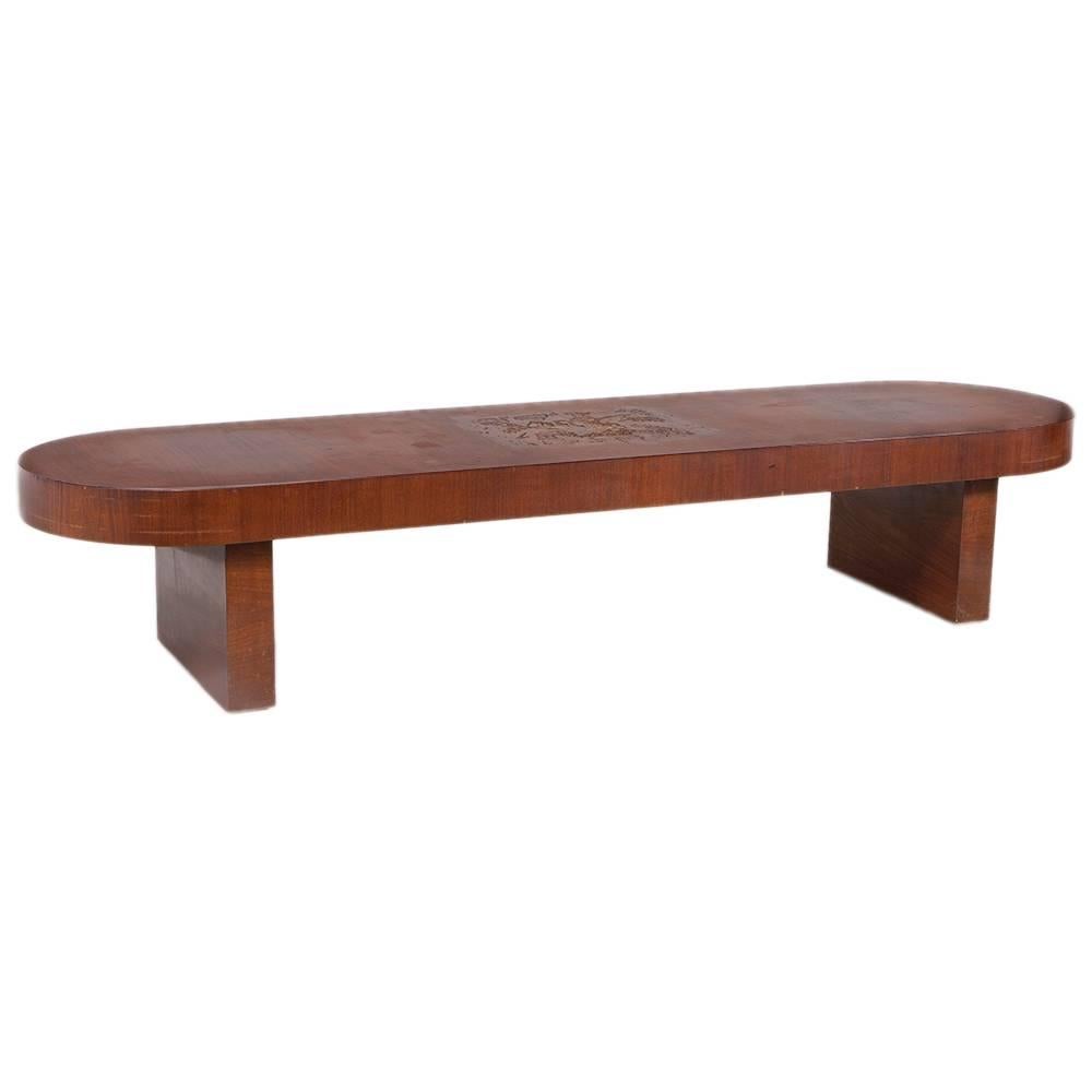 Andrew Szoeke Monumental Table or Bench with Marquetry Detail