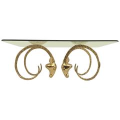 Polished Brass Ibex or Ram's Head Coffee Table 10