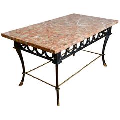 Vintage Gilbert Poillerat Polychrome Marble and Gilt Wrought Iron, 1942-1949