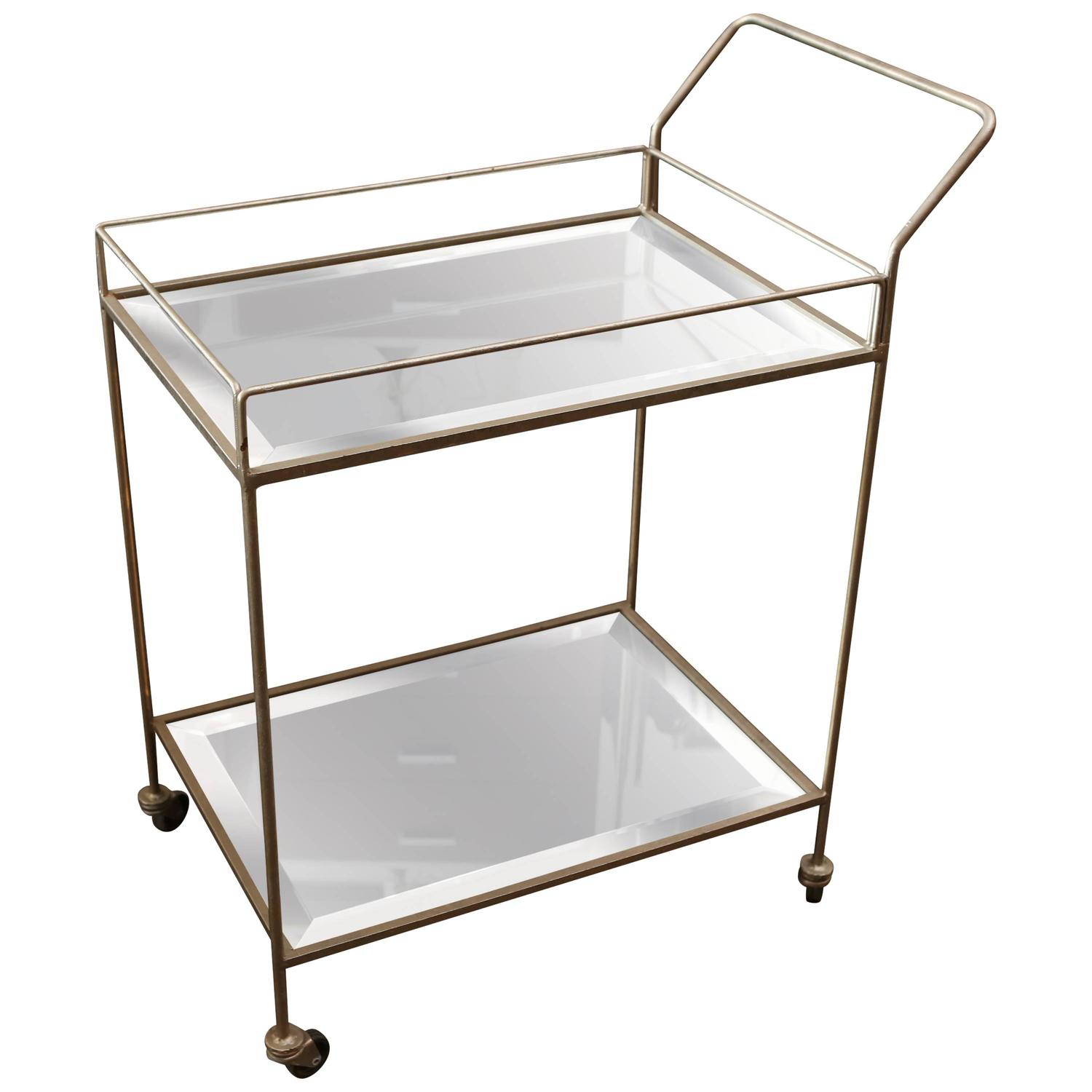 MidCentury Mirrored Bar Cart For Sale at 1stdibs