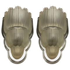 Pair of French Art Deco "Waterfall" Sconces Signed by Sabino 5