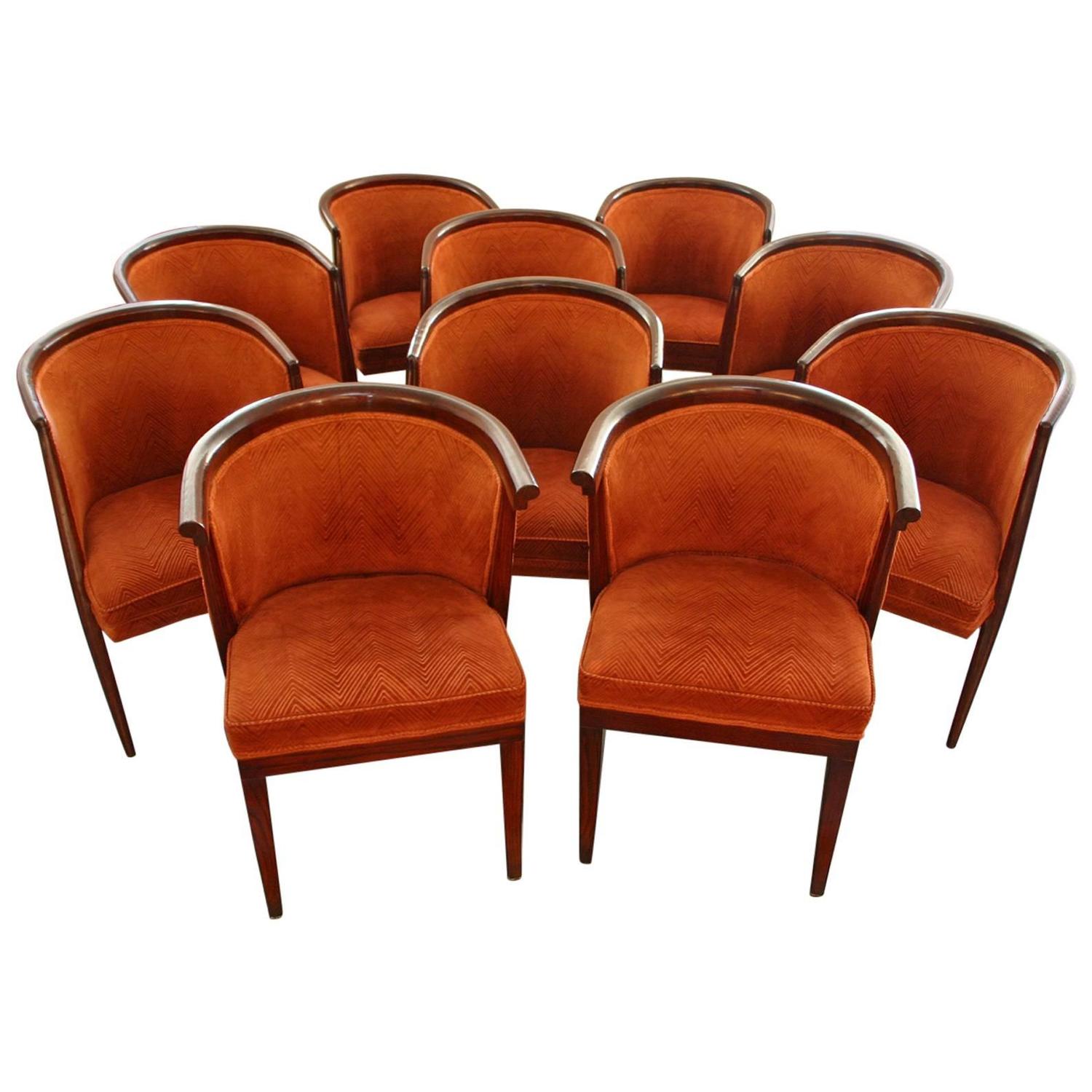 Ten Harold Schwartz MidCentury Tub Shaped Dining Chairs For Sale at 1stdibs