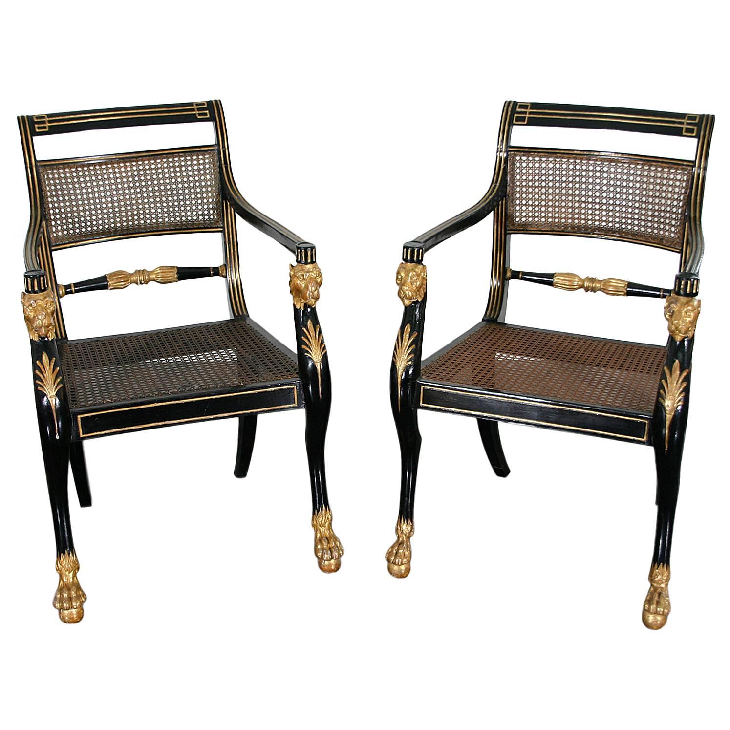 Exceptional Pair of Regency Armchairs