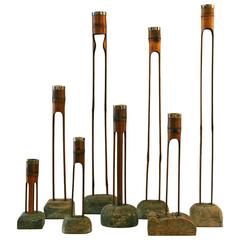 Antique Group of 19th Century Bamboo Candlesticks
