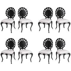 Set of Eight Hollywood-Regency-Grotto Patio, Terrace Aluminum Dining Side Chairs