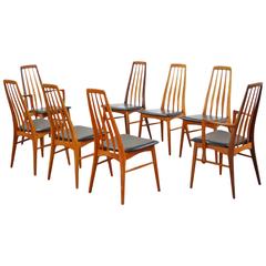 Danish Modern Set of Eight Dining Chairs, Niels Koefoed for Eva Hornslet, Teak