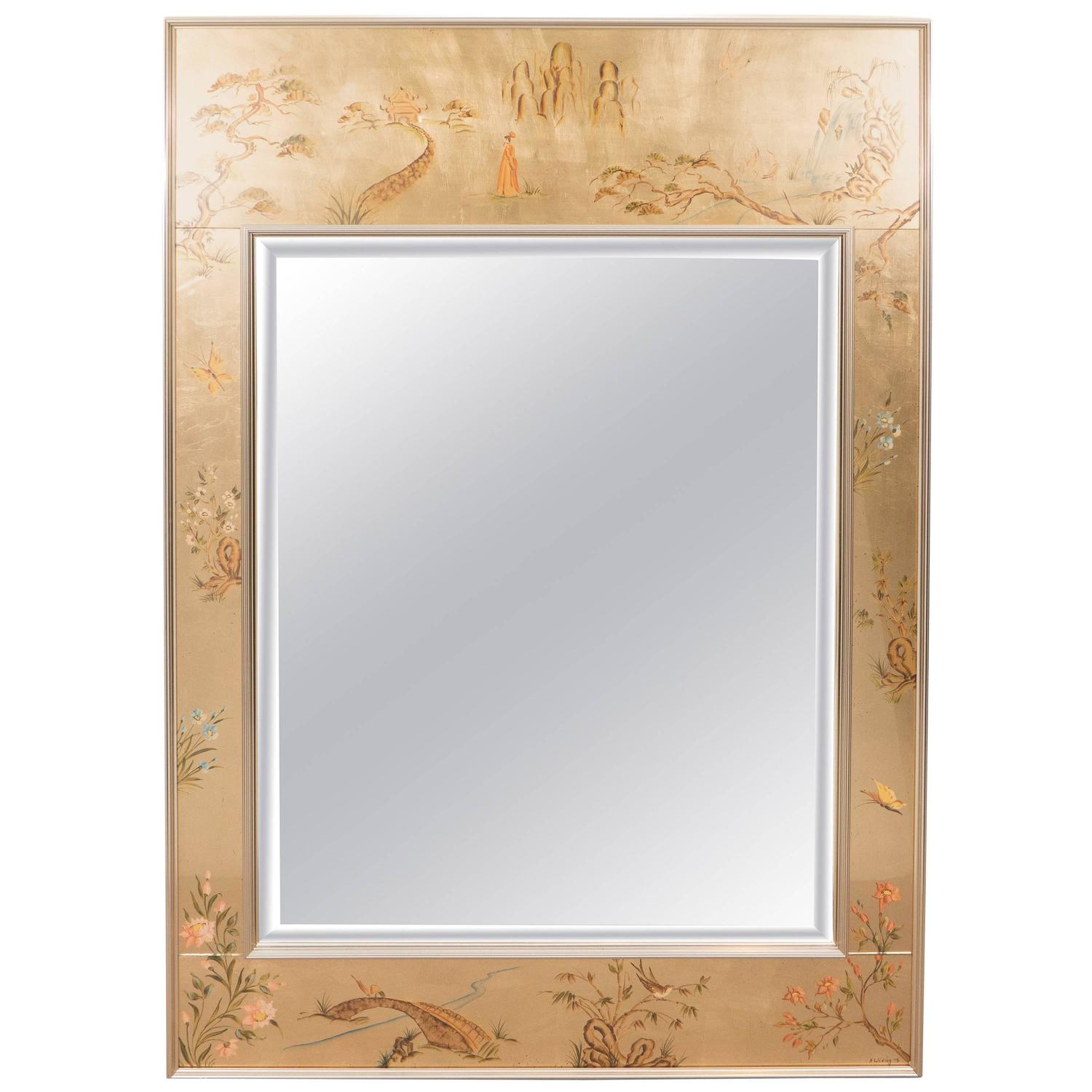 Labarge Mirrors 54 For At 1stdibs Labarge Mirror With Hand Painted Églomisé Frame In The Chinoiserie Style