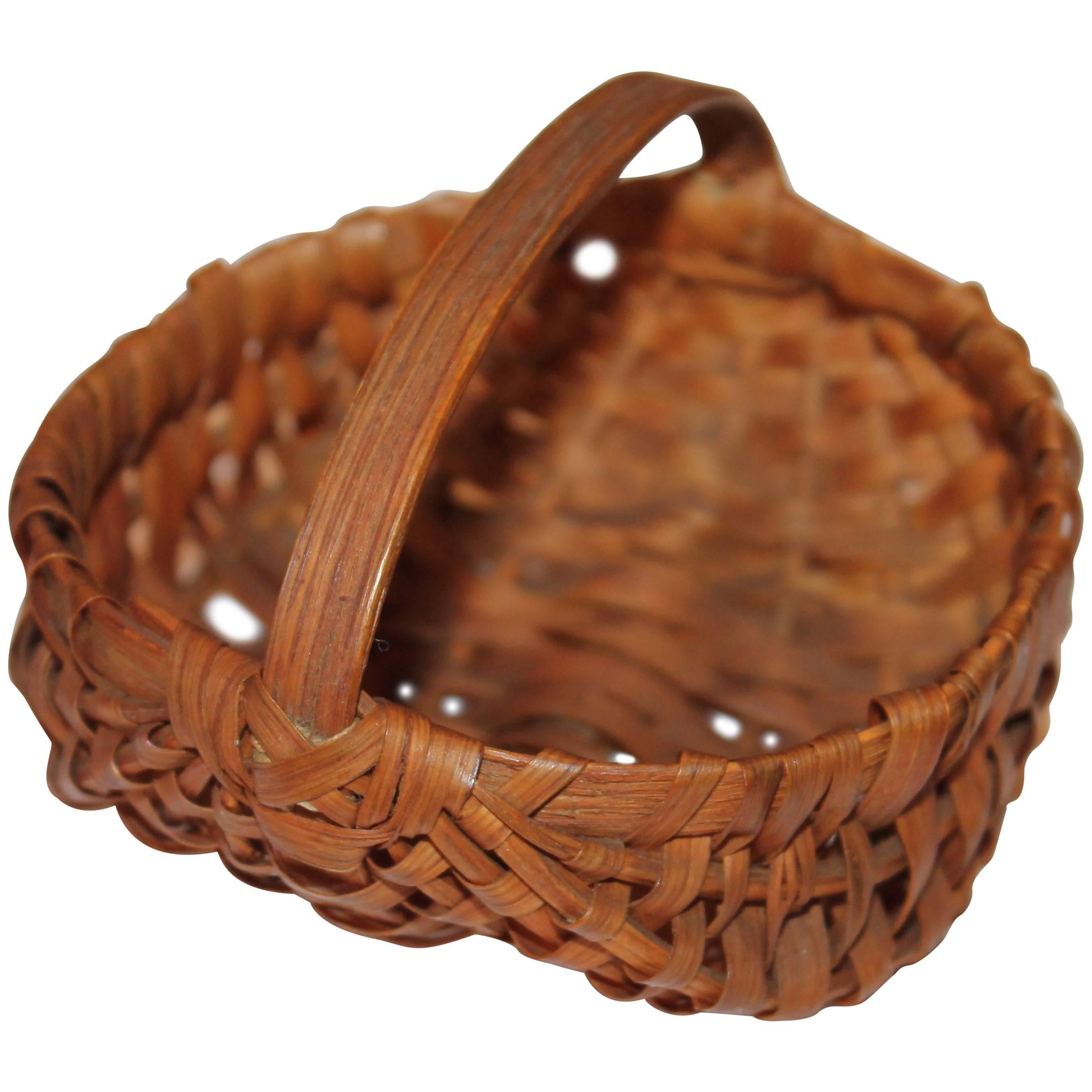 19th Century Early Handmade Miniature Basket