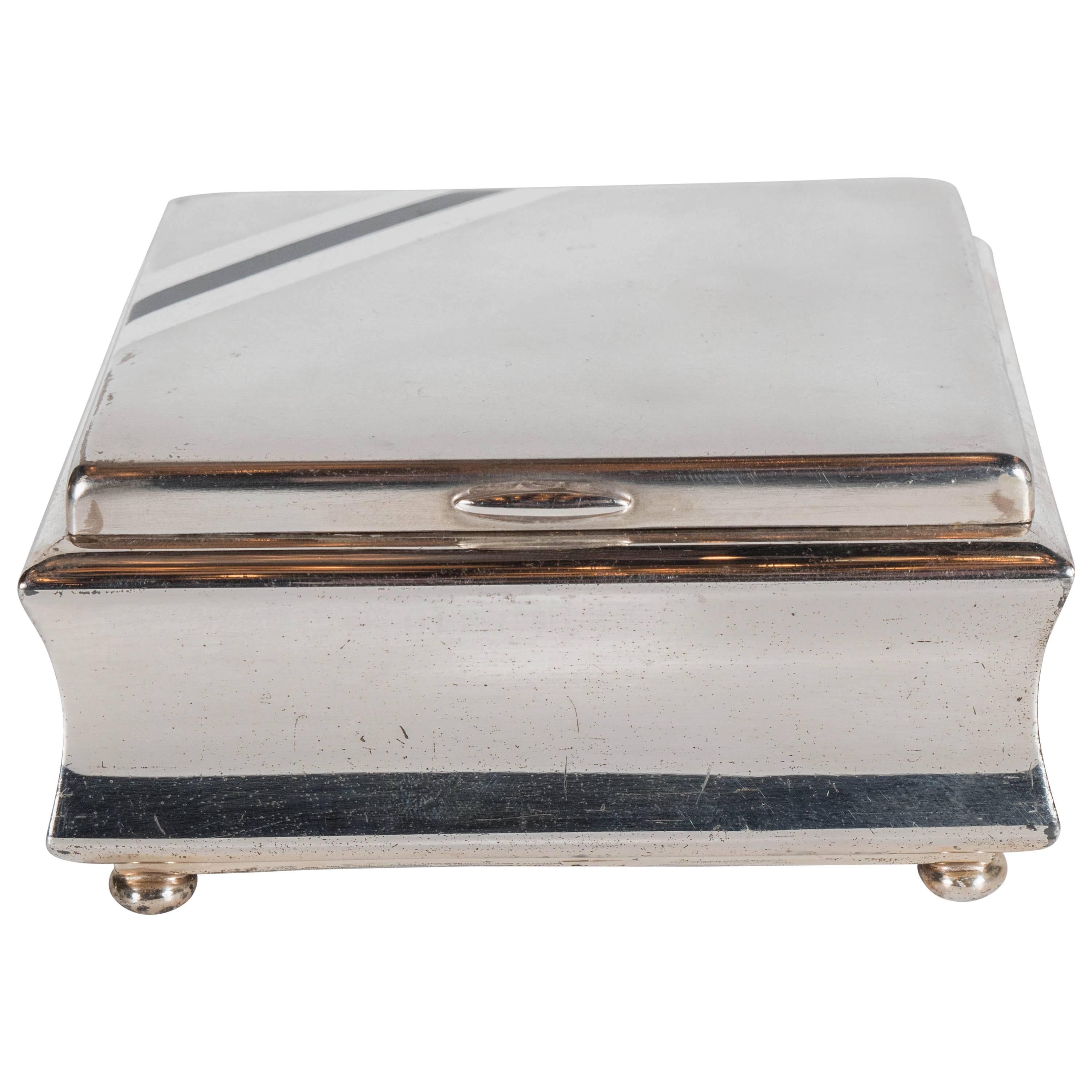 Handsome Art Deco Silver Plated Square Box by WMF