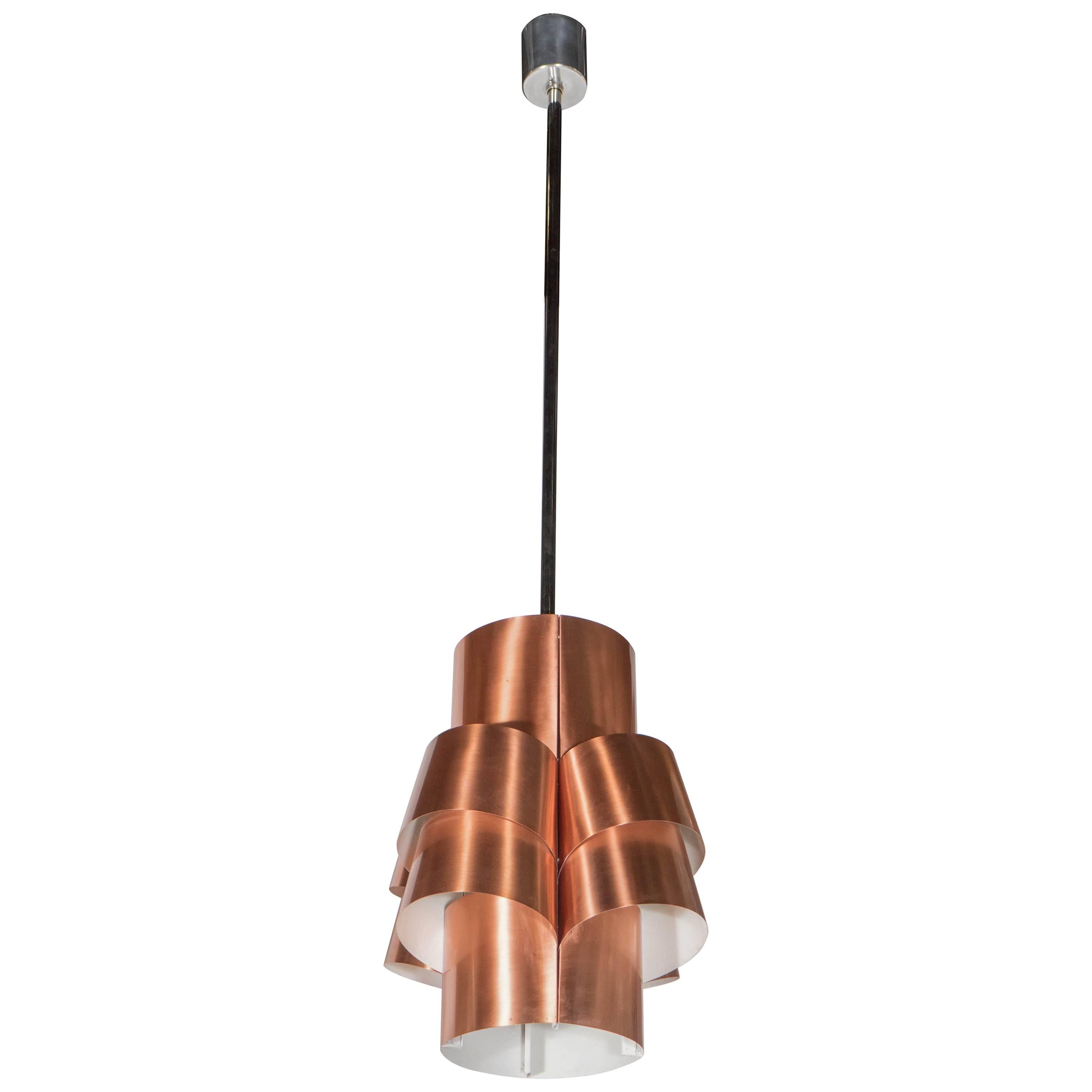 Stunning Segmented Sculptural Pendant Lamp in Copper by Hans-Agne Jakobsson