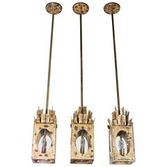 Terrific Mid-Century Modernist Brutalist Pendants by Tom Greene 9