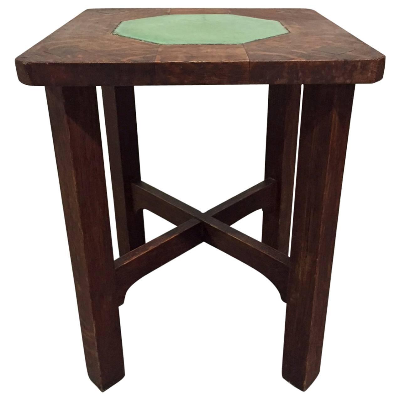 Mission Oak Round Dining Table By Gustav Stickley At 1stdibs Rare Gustav Stickley Grueby Tile Top Table