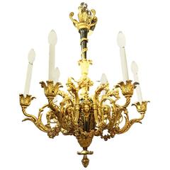 Louis XIV Style Gilt Bronze Six-Arm French Chandelier, circa 1900