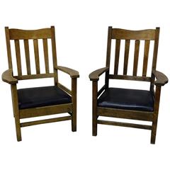 1920 Large Lodge Craftsman Style Lounge Chairs