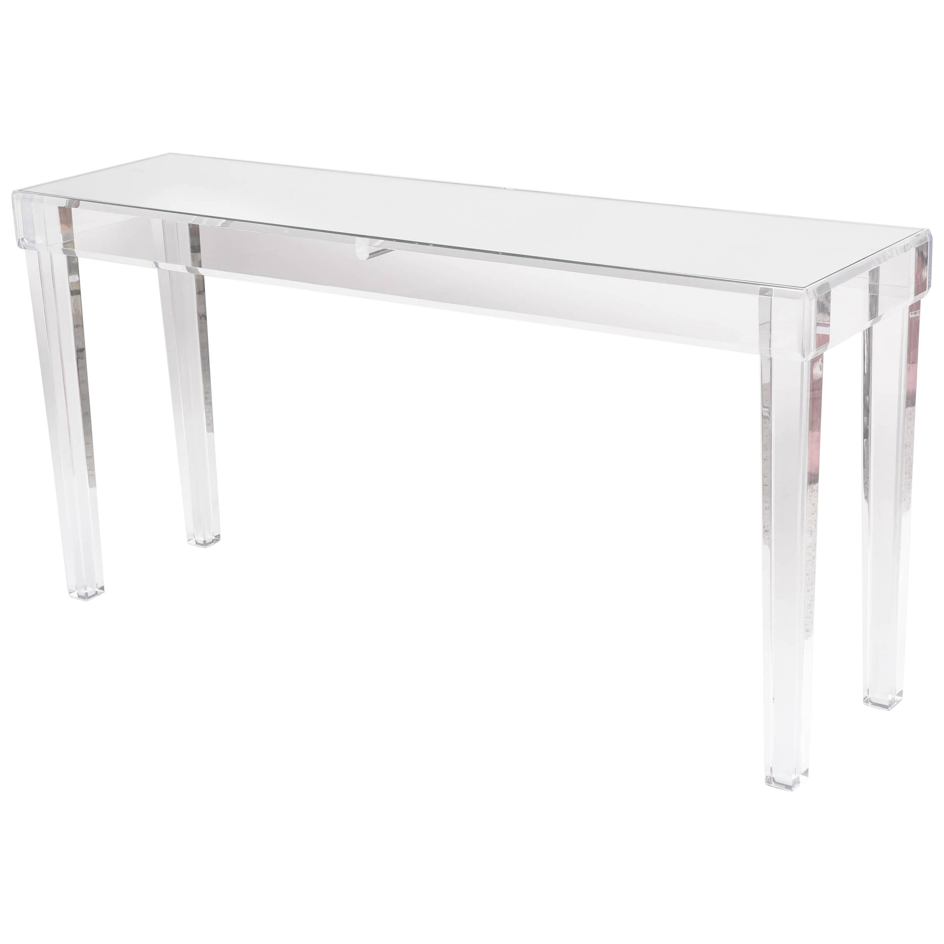 Bespoke Lucite and Mirror Console Table, American, Modern