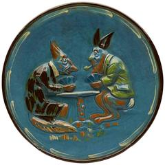 Antique Rarest Ch Brannam Anthropomorphic Art Pottery Plaque 1899