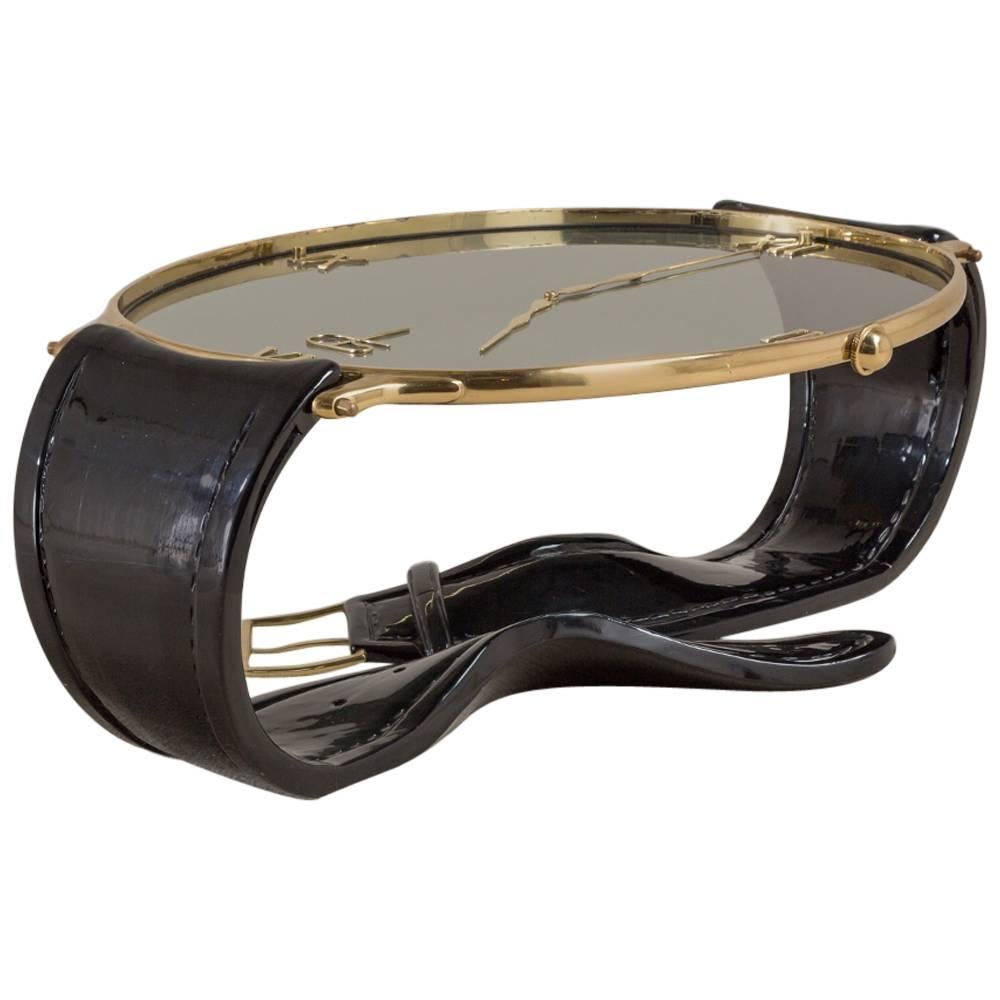 Vintage Brass and Lacquer DS Wrist Watch Coffee Table