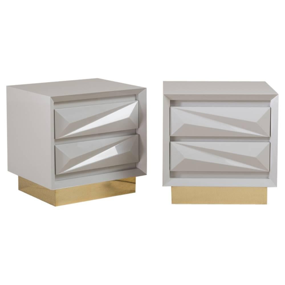 Standard Pair of Lacquered Asymmetrical Side Cabinets by Talisman Bespoke For Sale