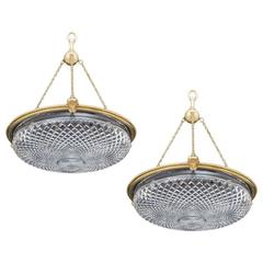 Pair of Cut-Glass Dish Lights by F. & C. Osler