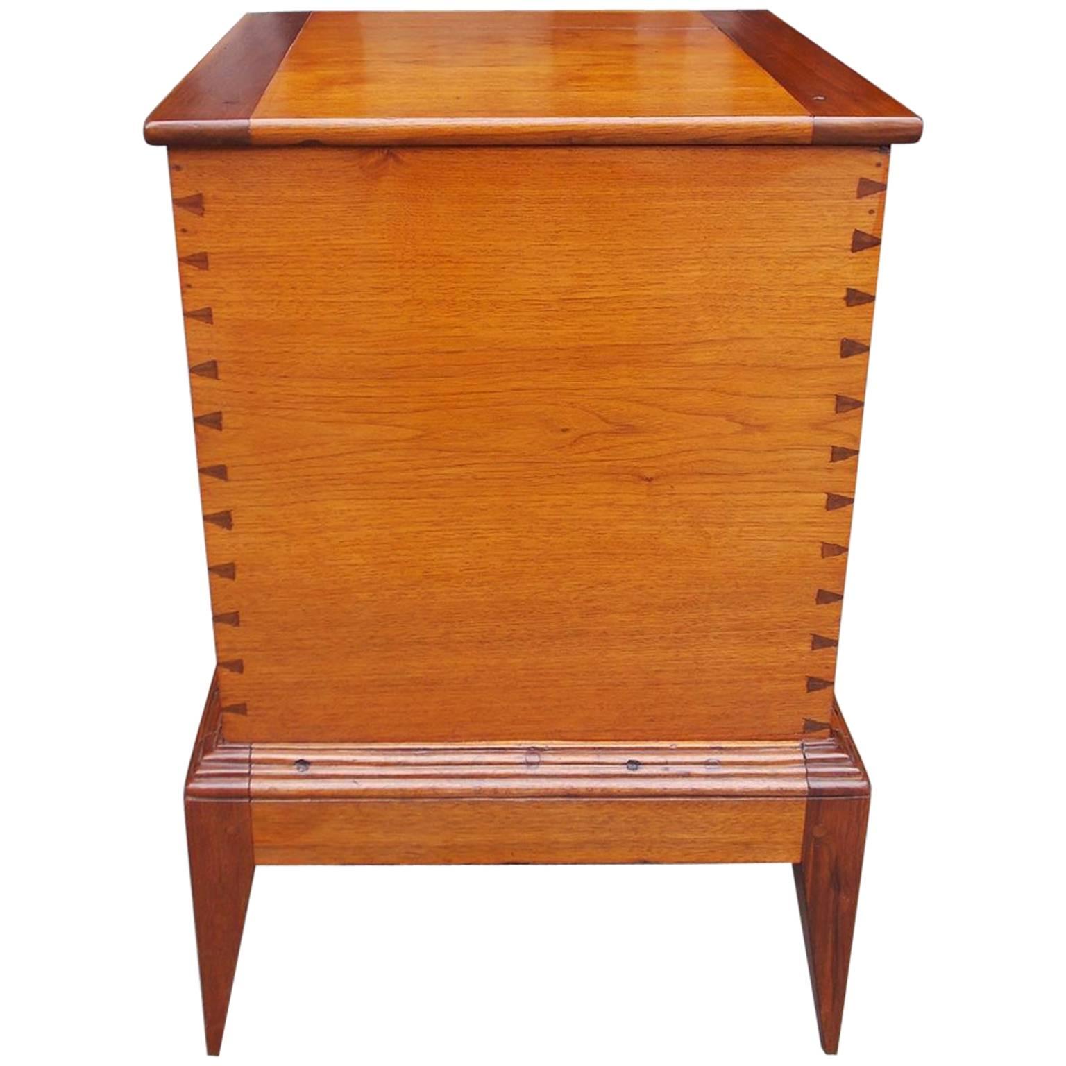 American Walnut Hinged Sugar Chest on Stand with Exposed Dovetails TN / KY  1810 For Sale