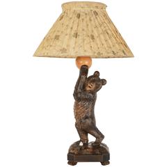 German Black Forest Hand-Carved Bear Table Lamp, 1940s