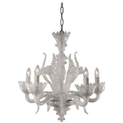 Murano Glass Opaline Chandelier, circa 1950