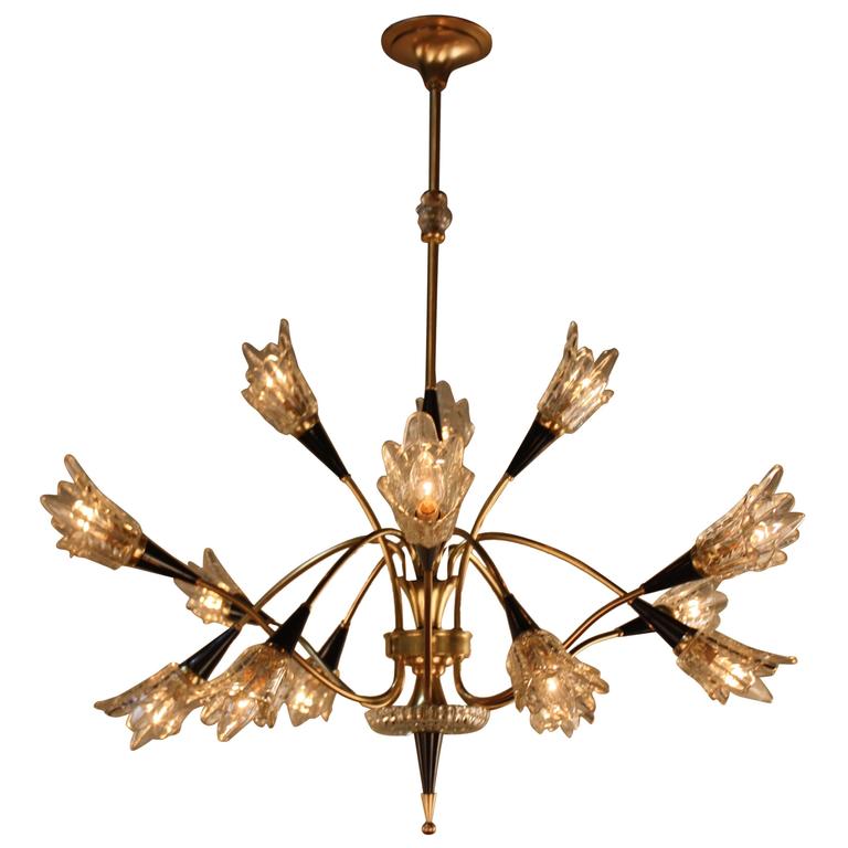 French MidCentury Sputnik Bronze Chandelier at 1stDibs