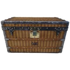 Antique 1870s Louis Vuitton Stripped Trunk with Key