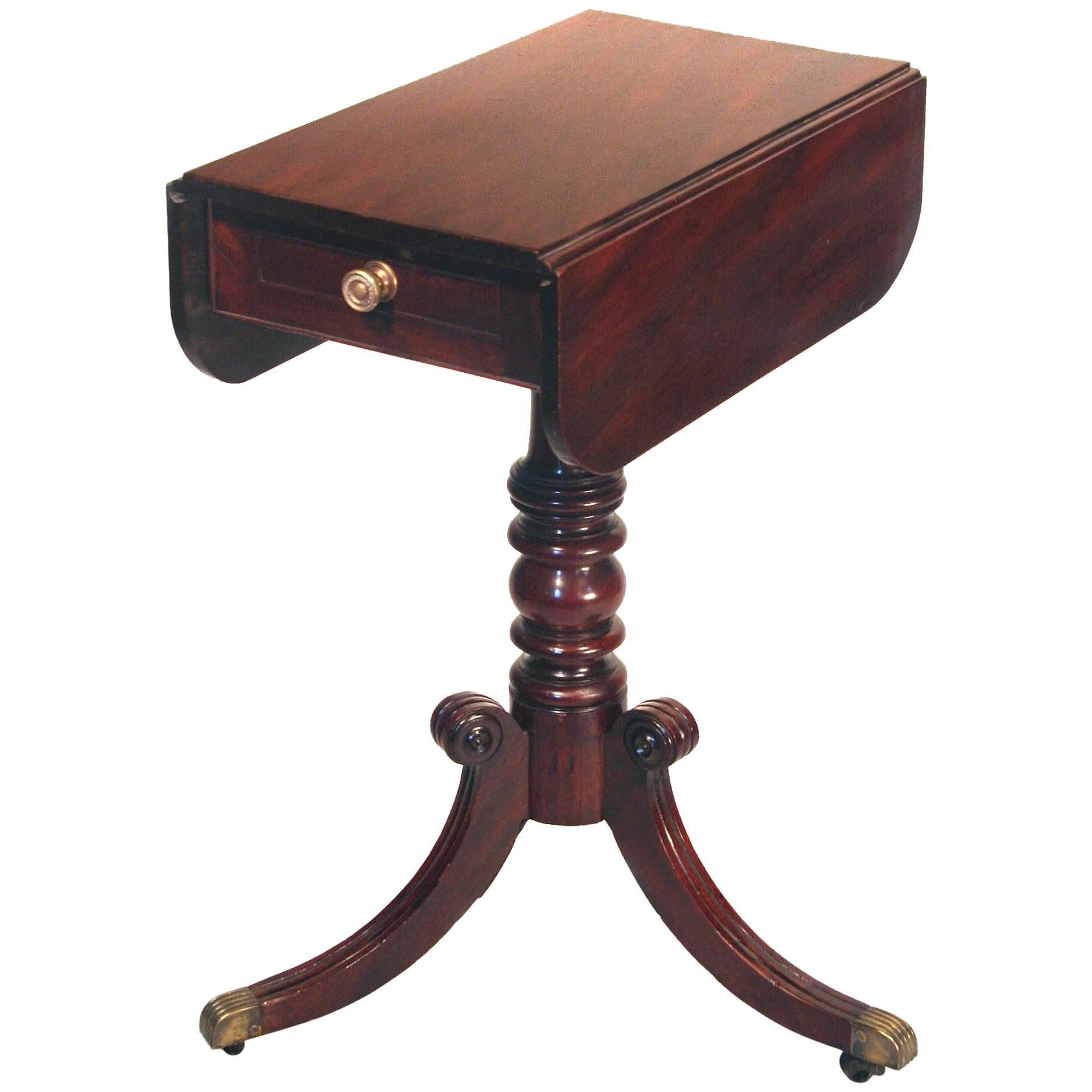 19th Century English Regency Mahogany Drop-Leaf Side Table For Sale