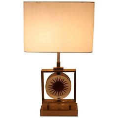 French 1970 Bronze and Lucite Table Lamp